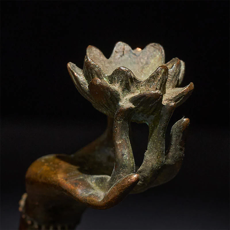 Buddha Stones Classico Buddha Mano di Loto Lega Decorazione per la casa 4,7*2,9*8,4 cm - Image 9