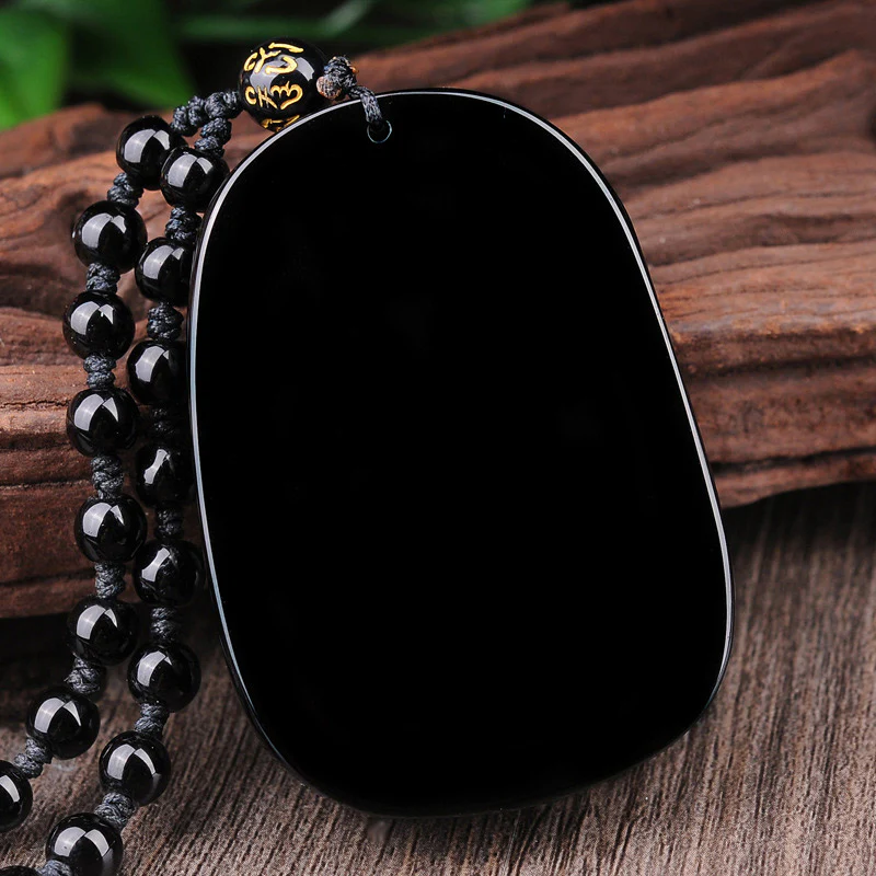 Buddha Stones Collana con ciondolo a forma di drago in pietra di ossidiana nera - Image 5