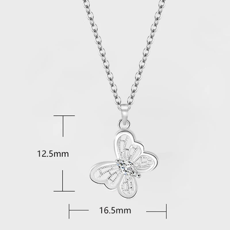 Buddha Stones Collana con ciondolo a forma di farfalla in argento sterling 999 con protezione - Image 8