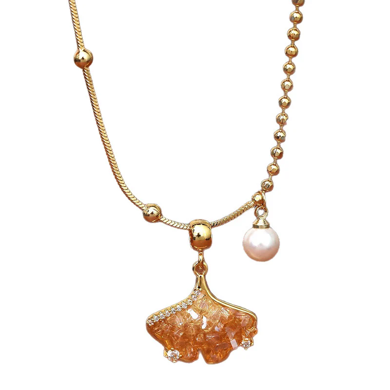 Buddha Stones Collana con ciondolo a forma di perla, color champagne, citrino e rame, perla, a protezione della proprietà. - Image 6