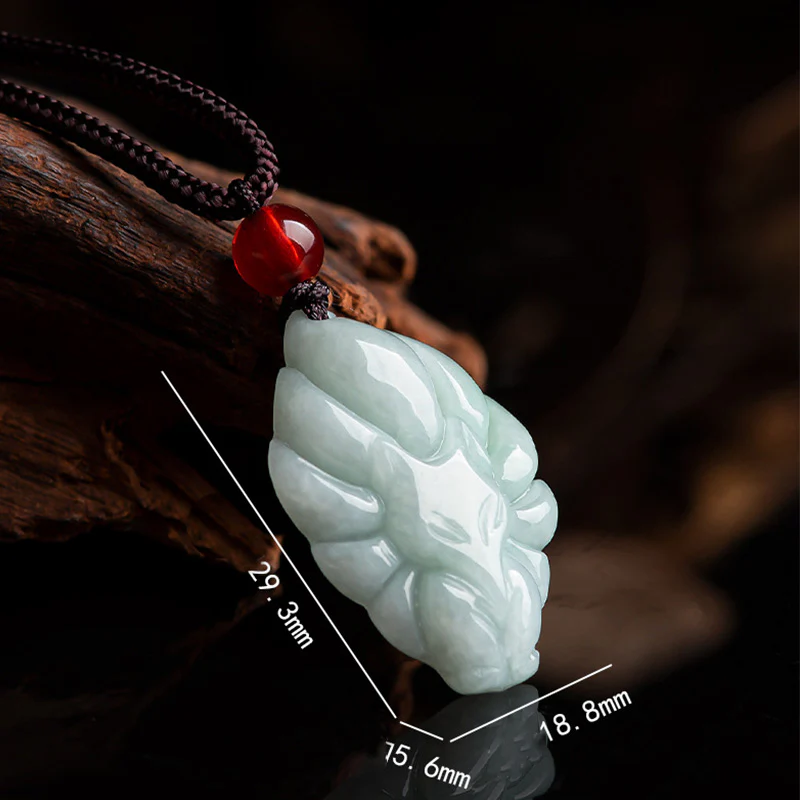Buddha Stones Collana con ciondolo a forma di volpe a nove code in giada naturale e prosperità - Image 7