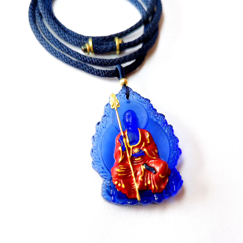 Buddha Stones Collana con ciondolo amuleto della compassione di cristallo Buddha Ksitigarbha Liuli - Image 10