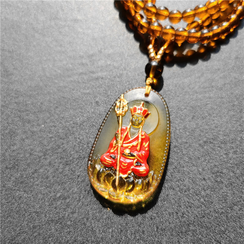 Buddha Stones Collana con ciondolo amuleto della compassione di cristallo Buddha Ksitigarbha Liuli - Image 11