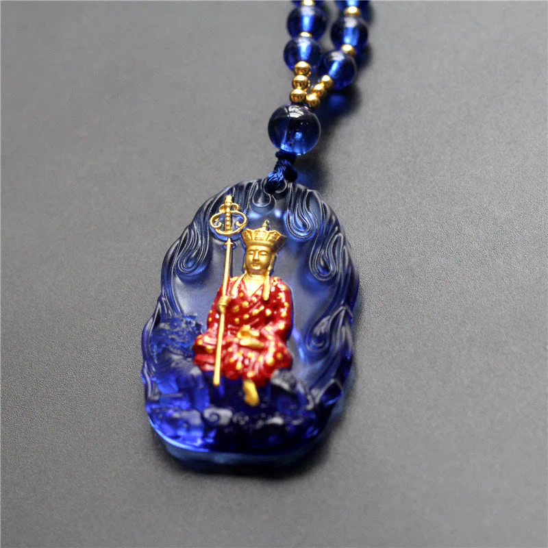 Buddha Stones Collana con ciondolo amuleto della compassione di cristallo Buddha Ksitigarbha Liuli - Image 5