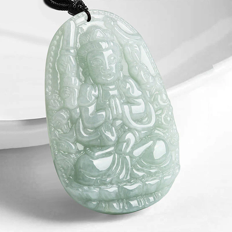 Buddha Stones Collana con ciondolo di prosperità e ricchezza in giada con Buddha dello zodiaco cinese