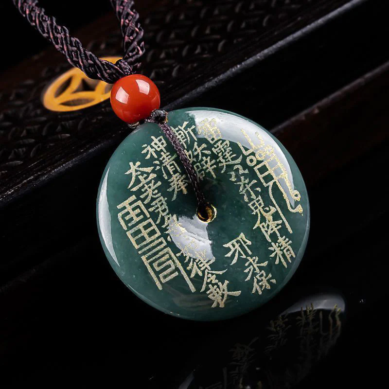 Buddha Stones Collana con ciondolo in giada e fibbia della fortuna "I fantasmi della montagna spendono soldi" - Image 2