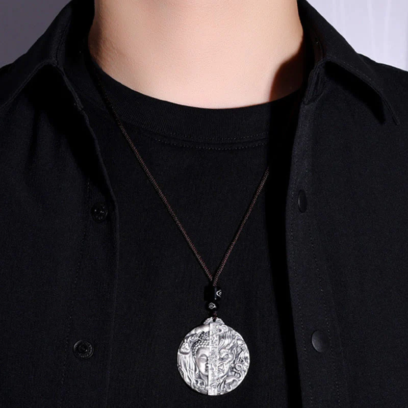 Buddha Stones Collana con ciondolo in rame con motivo Buddha e demone e compassione - Image 10