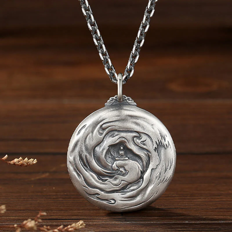 Buddha Stones Collana con ciondolo in rame con motivo Buddha e demone e compassione - Image 3