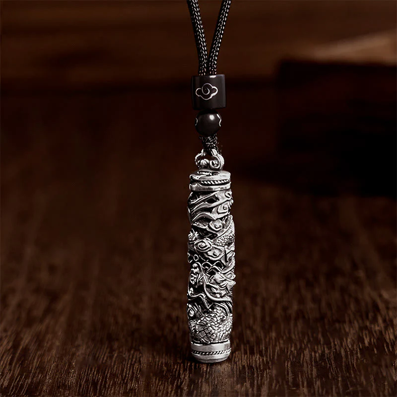 Buddha Stones Collana con ciondolo in rame Fu con motivo a drago e simbolo dell'equilibrio