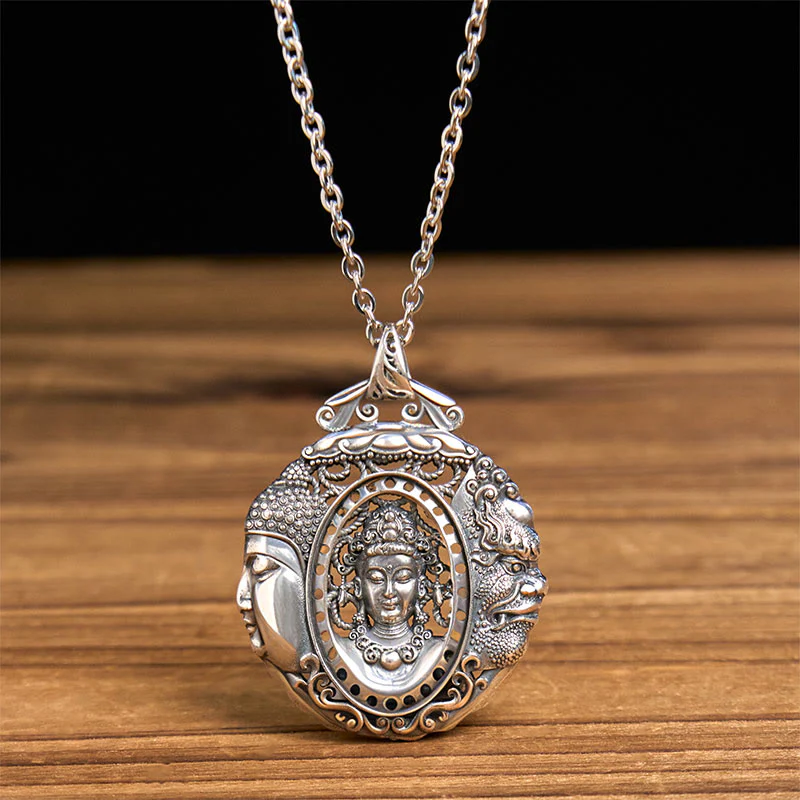 Buddha Stones Collana con ciondolo Serenity in rame con motivo Buddha e diavolo - Image 2