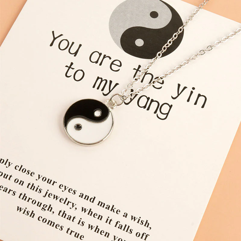 Buddha Stones Collana con ciondolo Yin Yang Armonia Equilibrio 2 pezzi - Image 4