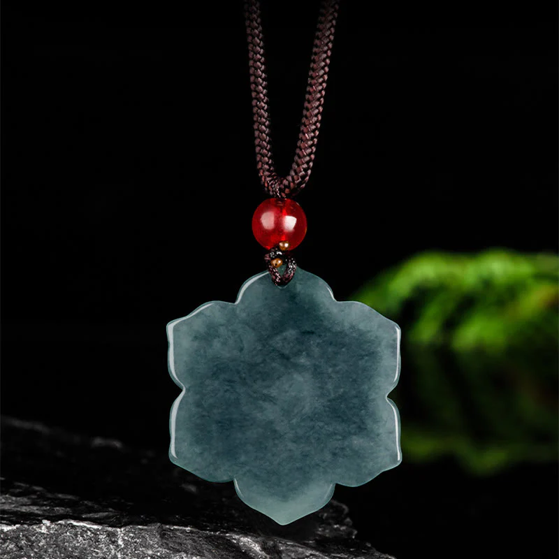 Buddha Stones Collana con pendenti della prosperità in giada con fiori di pesco - Image 8