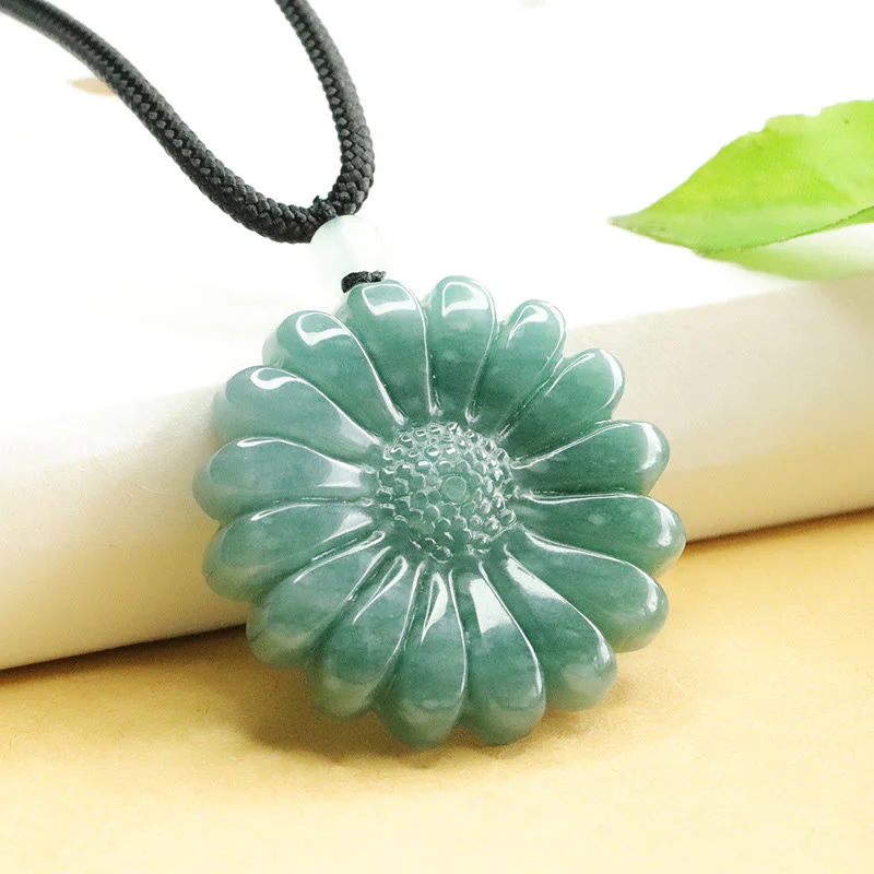 Buddha Stones Collana con pendenti di giada e girasole "Abbondanza" - Image 2