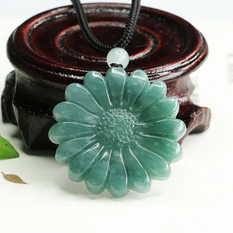 Buddha Stones Collana con pendenti di giada e girasole "Abbondanza" - Image 4
