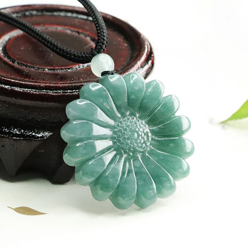 Buddha Stones Collana con pendenti di giada e girasole "Abbondanza" - Image 7