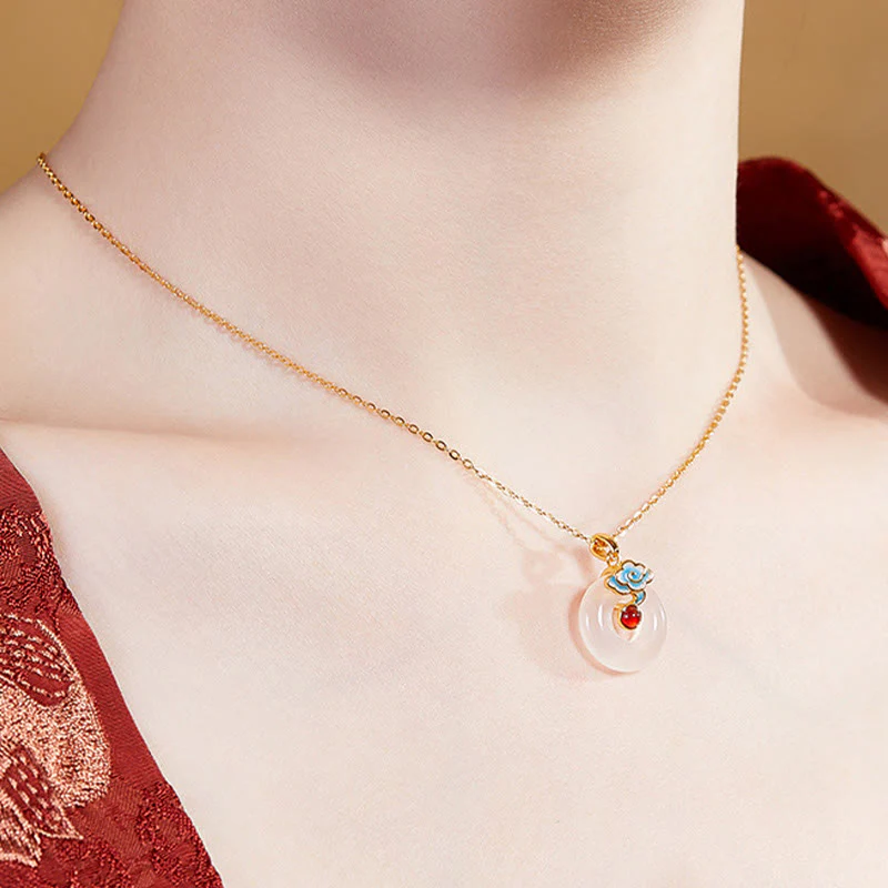 Buddha Stones Collana in argento sterling 925 con fibbia della pace, nuvola, calcedonio, ciondolo armonia - Image 10