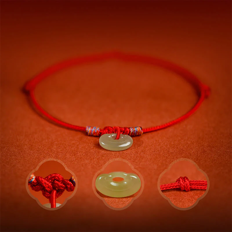Buddha Stones Collare protettivo regolabile per cani e gatti con cordino rosso intrecciato in giada. - Image 11