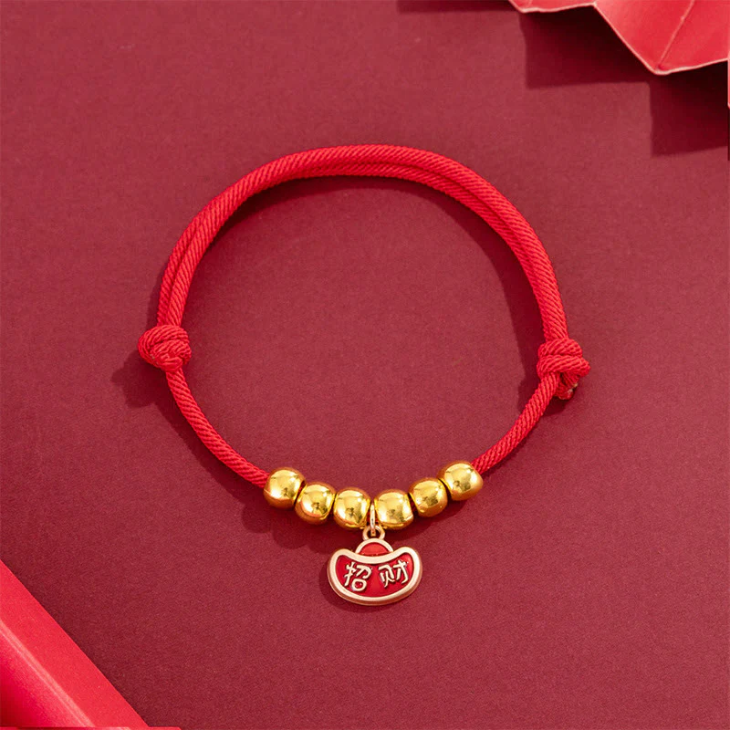 Buddha Stones Collare regolabile per cani e gatti con perline rosse e scritta Yuanbao Fu, simbolo di protezione per animali domestici. - Image 4