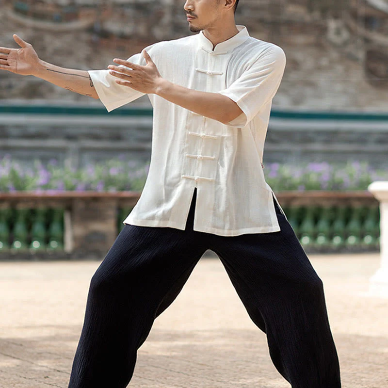 Buddha Stones Colore Solido Rana-Bottone Meditazione Preghiera Spirituale Zen Tai Chi Qigong Pratica Unisex Abbigliamento Set - Image 11