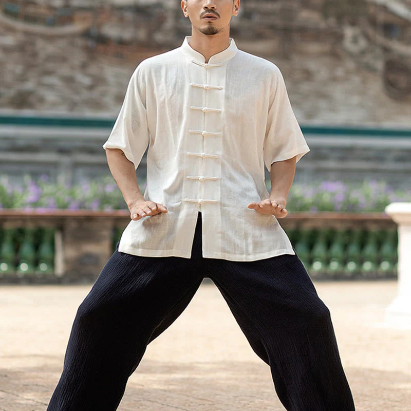 Buddha Stones Colore Solido Rana-Bottone Meditazione Preghiera Spirituale Zen Tai Chi Qigong Pratica Unisex Abbigliamento Set - Image 12