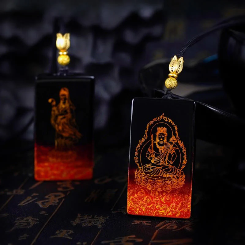 Buddha Stones con ciondolo in legno di sandalo, lacca artigianale, carattere di Buddha Fu, zodiaco cinese - Image 11