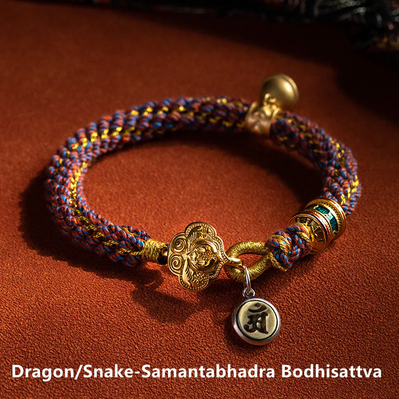 Buddha Stones con corda intrecciata in argento sterling 925 con ciondolo a forma di campana della fortuna, simbolo dello zodiaco cinese, Buddha natale Om Mani Padme Hum - Image 15