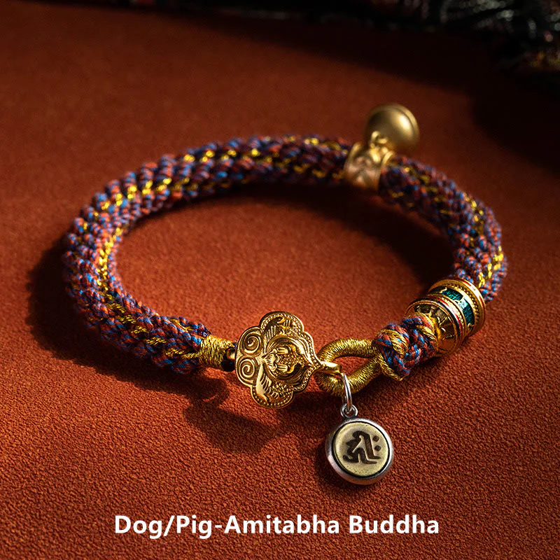 Buddha Stones con corda intrecciata in argento sterling 925 con ciondolo a forma di campana della fortuna, simbolo dello zodiaco cinese, Buddha natale Om Mani Padme Hum - Image 19