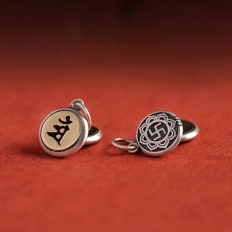 Buddha Stones con corda intrecciata in argento sterling 925 con ciondolo a forma di campana della fortuna, simbolo dello zodiaco cinese, Buddha natale Om Mani Padme Hum - Image 6