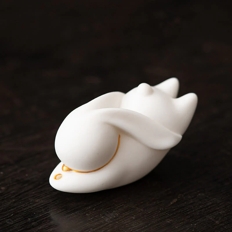 Buddha Stones Coniglio volante Tappetino di bambù Bruciatore di incenso in ceramica curativo Decorazione da scrivania - Image 21