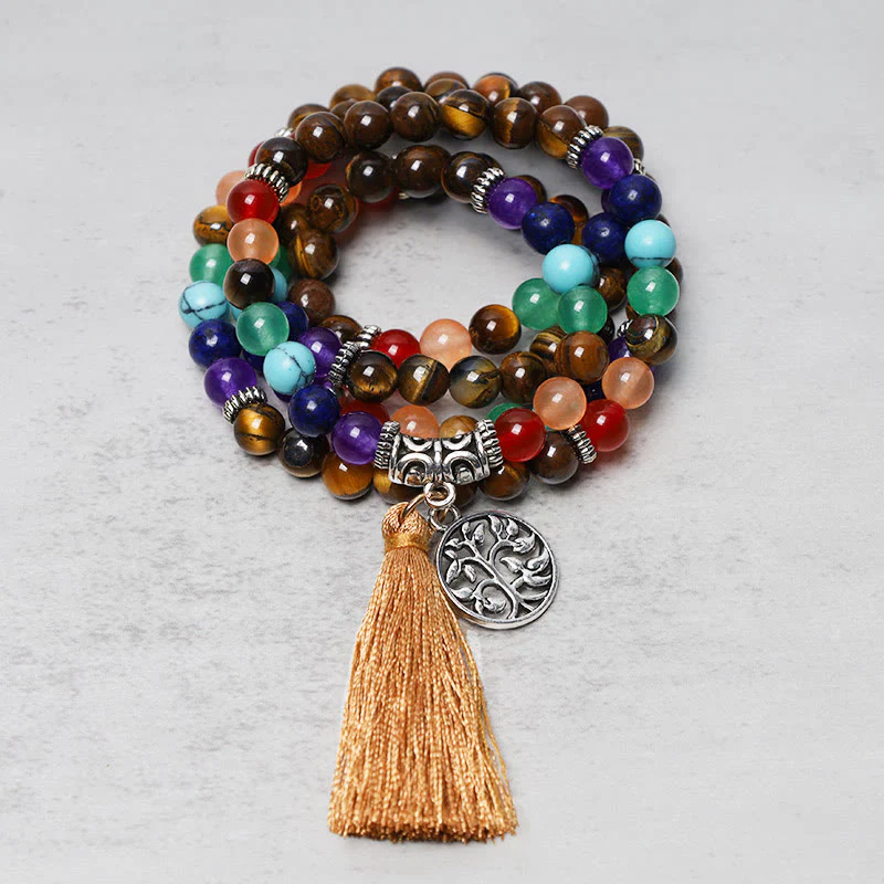 Buddha Stones, cristalli curativi, Mala, perline da preghiera, 108 bracciali multistrato per meditazione e guarigione - Image 11