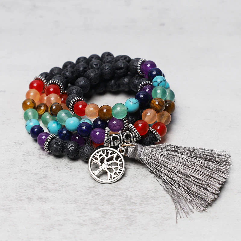 Buddha Stones, cristalli curativi, Mala, perline da preghiera, 108 bracciali multistrato per meditazione e guarigione - Image 14