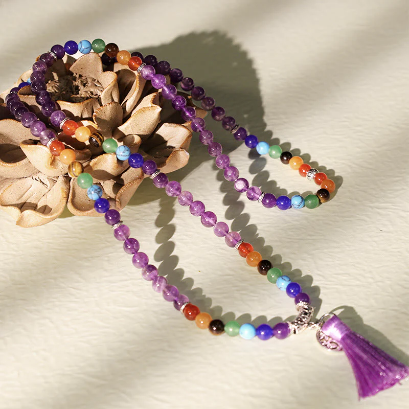 Buddha Stones, cristalli curativi, Mala, perline da preghiera, 108 bracciali multistrato per meditazione e guarigione - Image 3