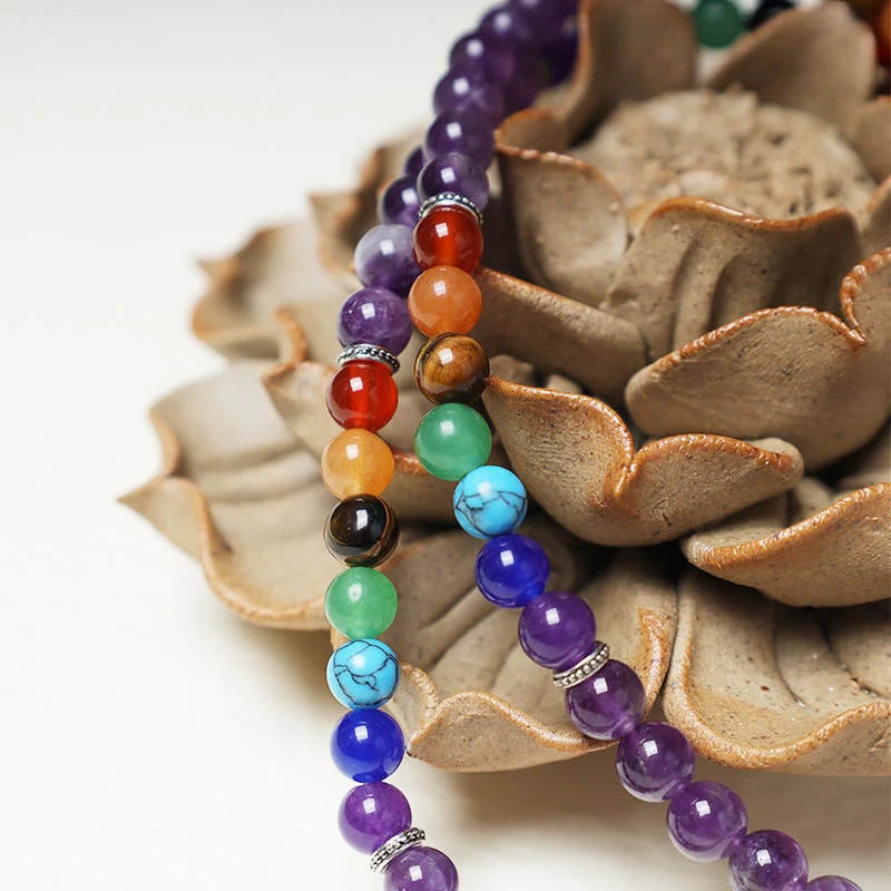 Buddha Stones, cristalli curativi, Mala, perline da preghiera, 108 bracciali multistrato per meditazione e guarigione - Image 5