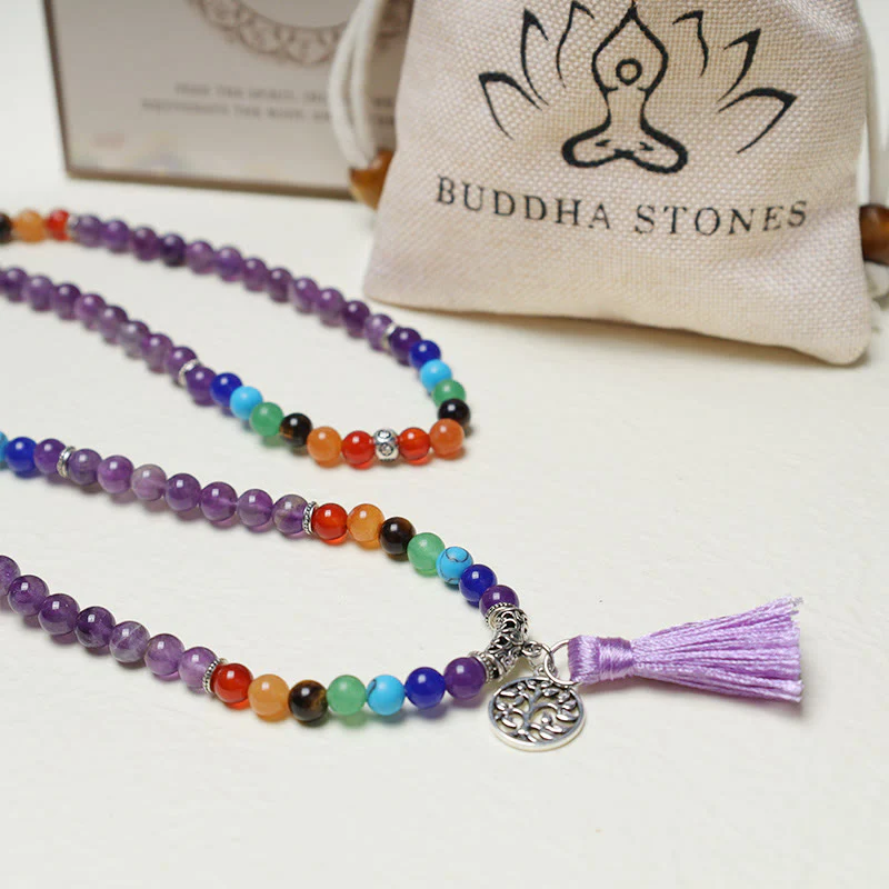 Buddha Stones, cristalli curativi, Mala, perline da preghiera, 108 bracciali multistrato per meditazione e guarigione - Image 6