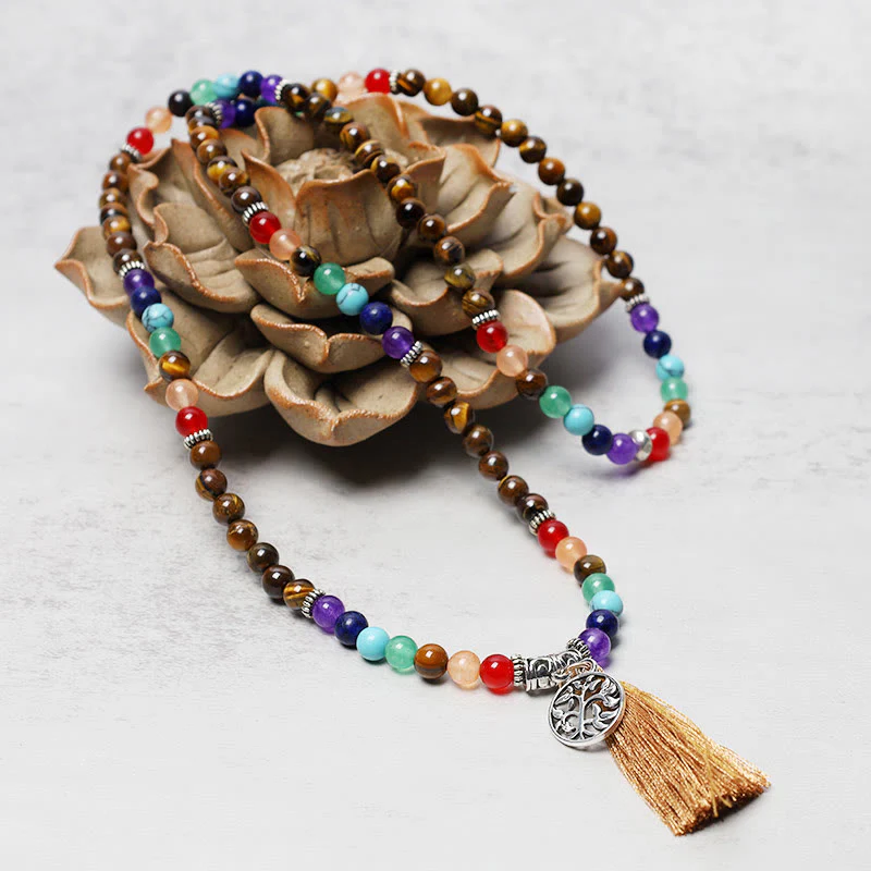 Buddha Stones, cristalli curativi, Mala, perline da preghiera, 108 bracciali multistrato per meditazione e guarigione - Image 9