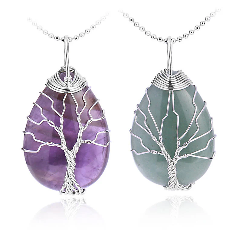 Buddha Stones Cristallo di quarzo naturale Albero della vita Collana con ciondolo energetico curativo - Image 29
