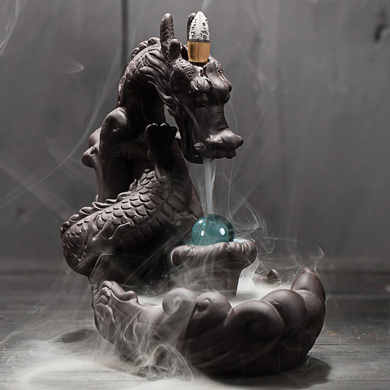 Buddha Stones Decorazione bruciatore di incenso protezione drago tibetano - Image 4