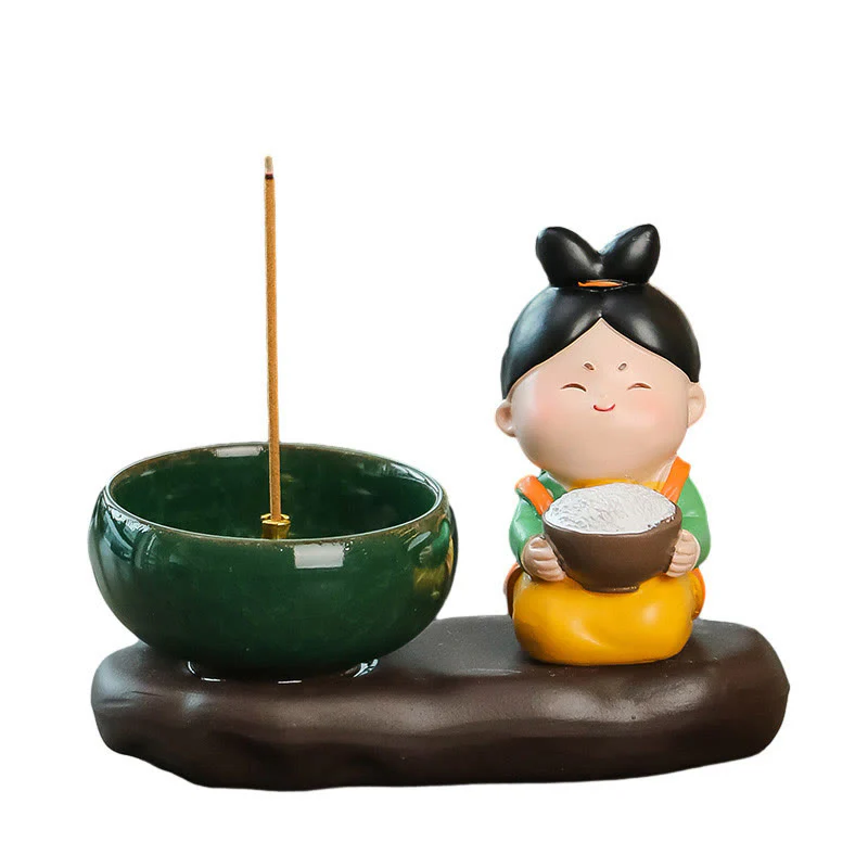 Buddha Stones Dinastia Tang Donna Cibo Guarigione Bruciatore di Incenso in Ceramica Decorazione da Scrivania - Image 12
