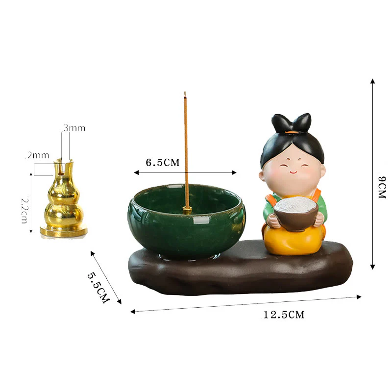 Buddha Stones Dinastia Tang Donna Cibo Guarigione Bruciatore di Incenso in Ceramica Decorazione da Scrivania - Image 13