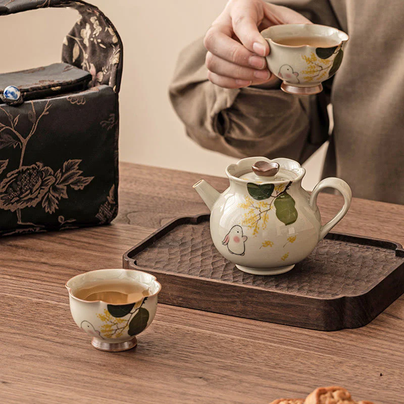 Buddha Stones dipinto a mano piccolo coniglio osmanto tazza da tè in ceramica Kung Fu tazza da tè 40ml - Image 12