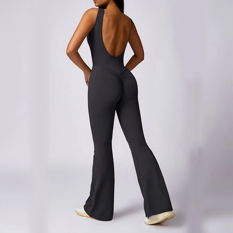 Buddha Stones Donna Casual Senza Maniche Tuta Pantaloni Svasati Sport Fitness Yoga Bodysuit - Image 18
