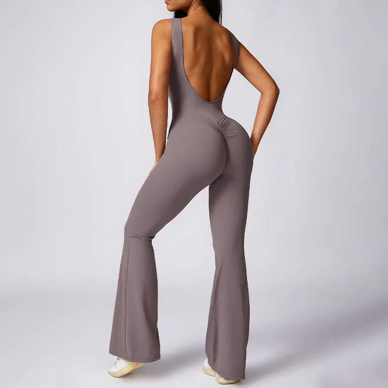 Buddha Stones Donna Casual Senza Maniche Tuta Pantaloni Svasati Sport Fitness Yoga Bodysuit - Image 4