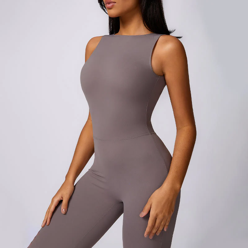Buddha Stones Donna Casual Senza Maniche Tuta Pantaloni Svasati Sport Fitness Yoga Bodysuit - Image 7