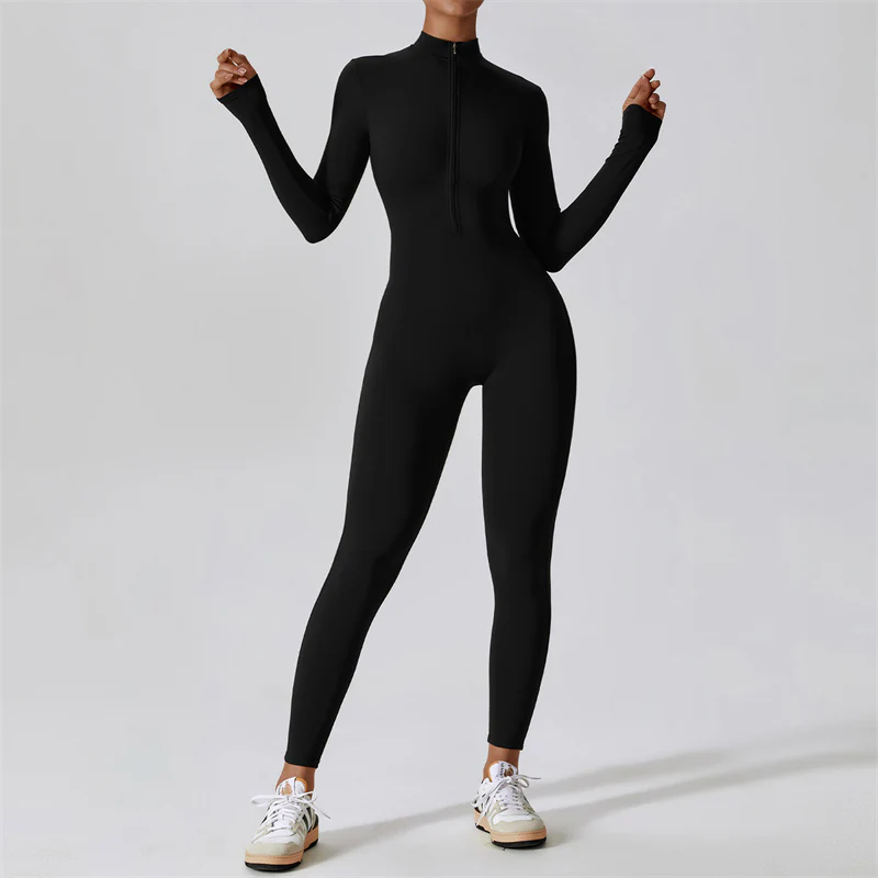 Buddha Stones Donna Cerniera Manica Lunga Shapewear Tuta Sportiva Fitness Yoga Body - Image 12