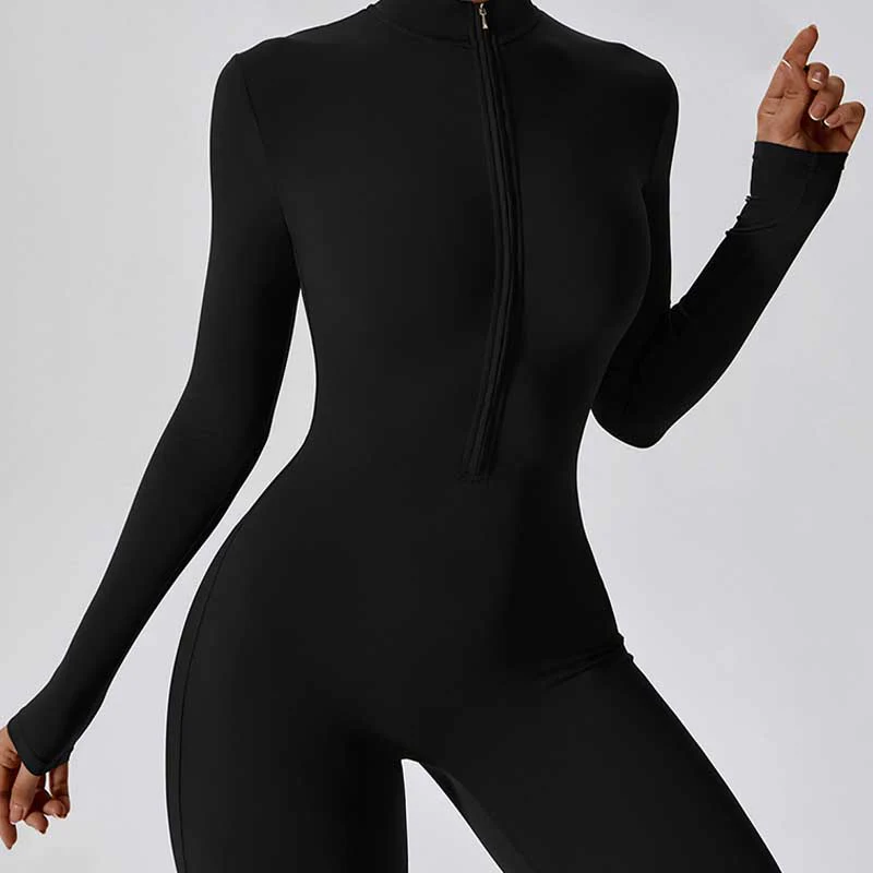 Buddha Stones Donna Cerniera Manica Lunga Shapewear Tuta Sportiva Fitness Yoga Body - Image 14