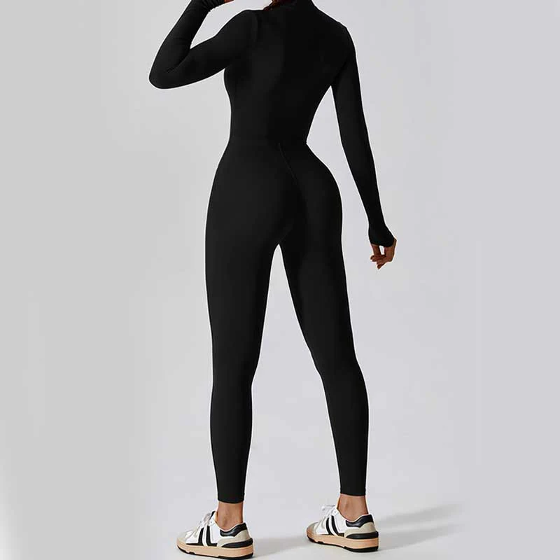 Buddha Stones Donna Cerniera Manica Lunga Shapewear Tuta Sportiva Fitness Yoga Body - Image 17