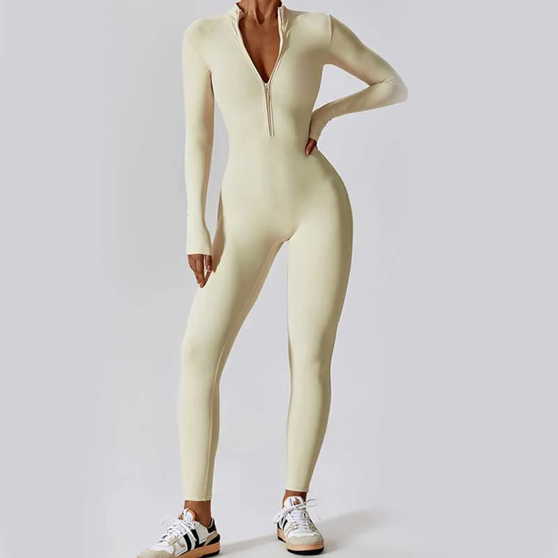 Buddha Stones Donna Cerniera Manica Lunga Shapewear Tuta Sportiva Fitness Yoga Body - Image 31