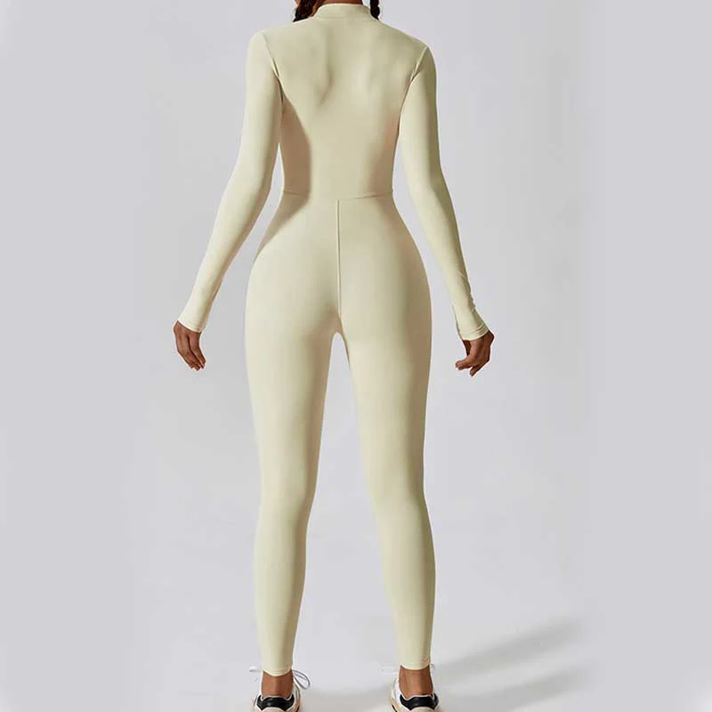 Buddha Stones Donna Cerniera Manica Lunga Shapewear Tuta Sportiva Fitness Yoga Body - Image 34