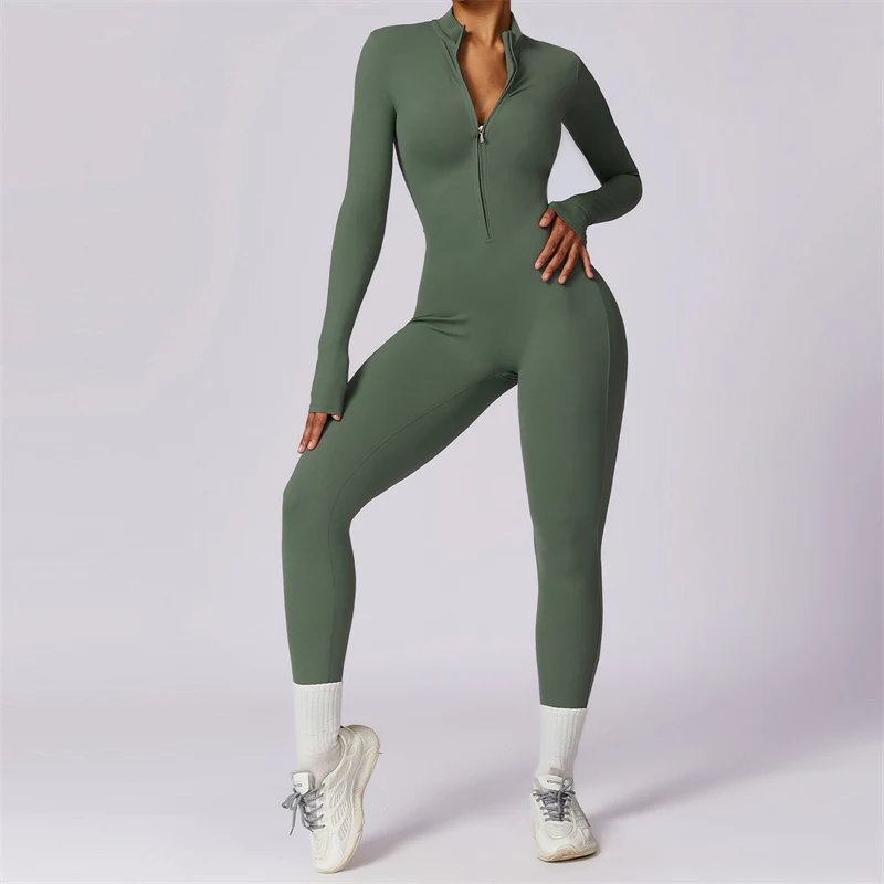 Buddha Stones Donna Cerniera Manica Lunga Shapewear Tuta Sportiva Fitness Yoga Body - Image 36