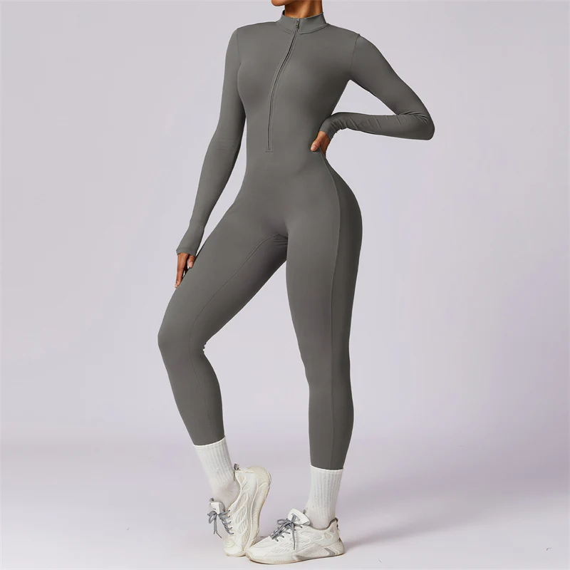 Buddha Stones Donna Cerniera Manica Lunga Shapewear Tuta Sportiva Fitness Yoga Body - Image 38